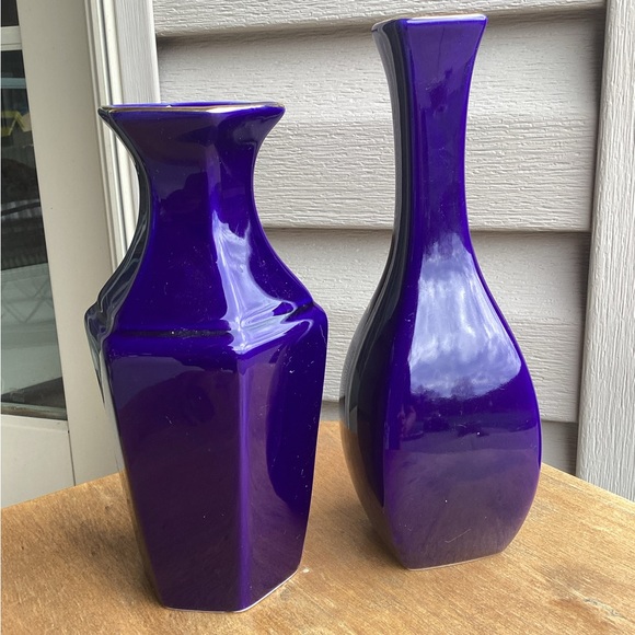 Pair of Vintage Nanco Cobalt Blue Japanese Pheasant Bird Vases - Picture 2 of 7